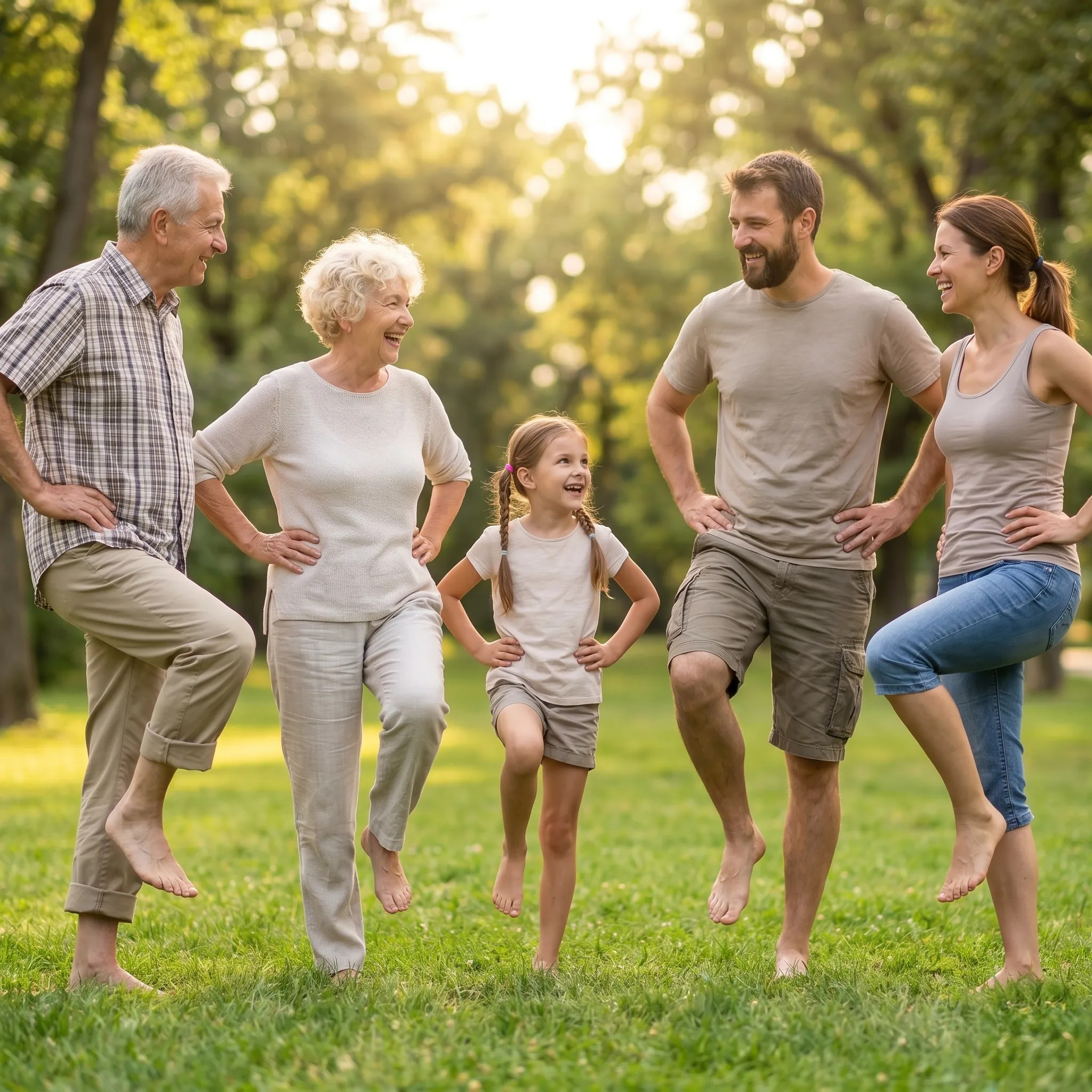 A family enjoying balance and movement together