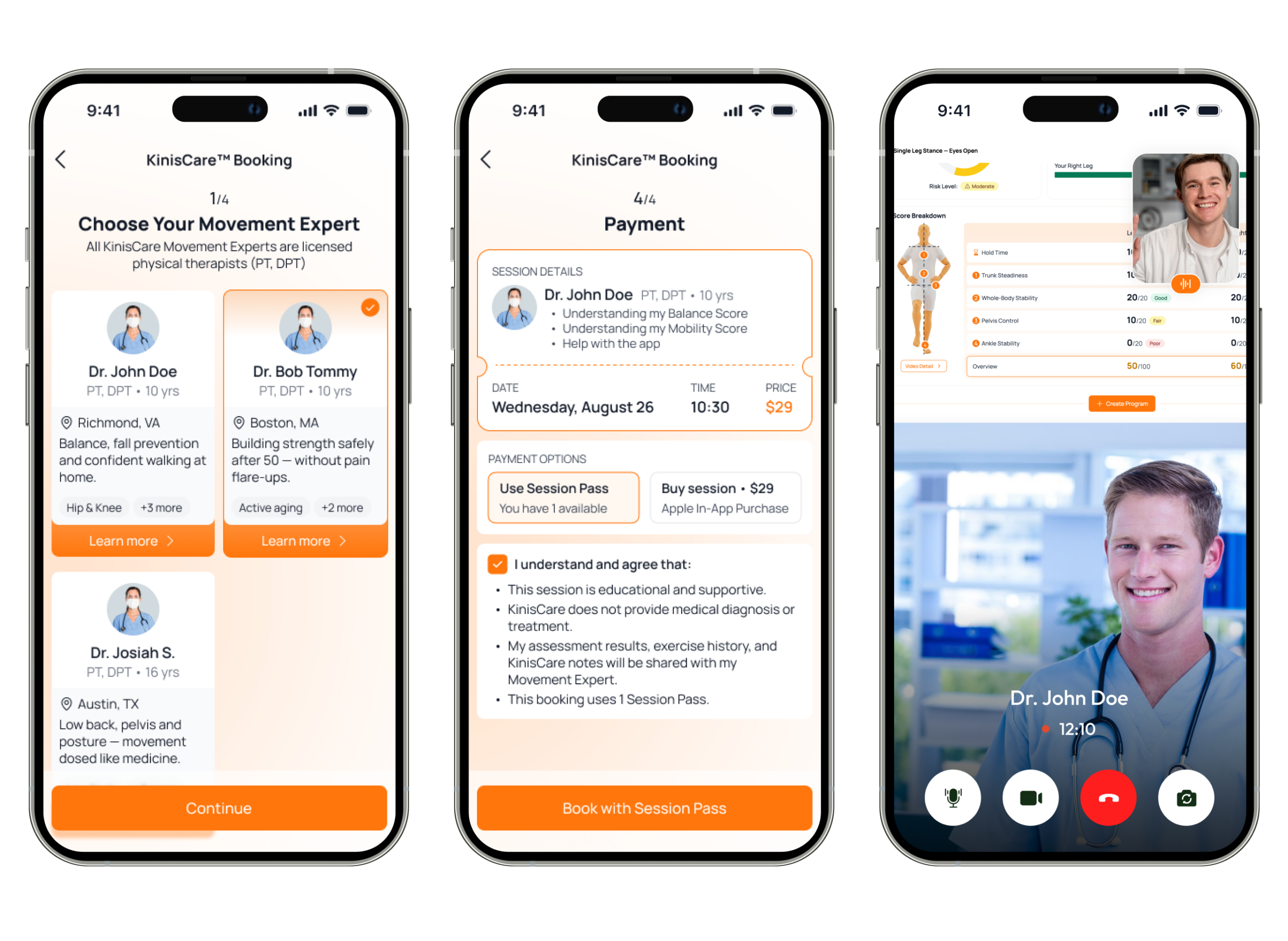 KinisCare in-app support interface
